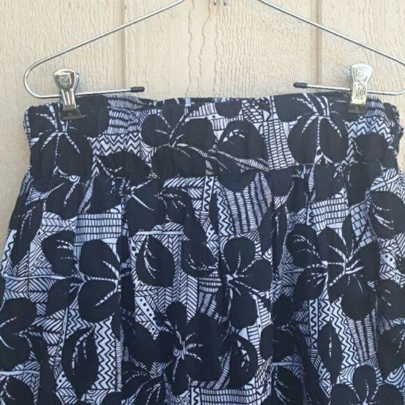 Twentyone Skirt Retro Mini Balloon Bubble Pockets Black White Flower Print Sz L - Picture 6 of 8